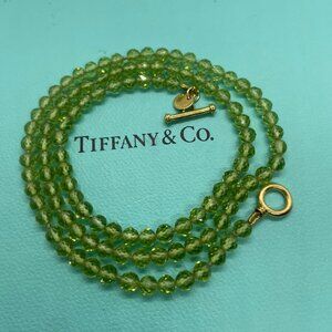 Tiffany & Co. 18k Yellow Gold Peridot Faceted Bead Necklace 16.5 inches